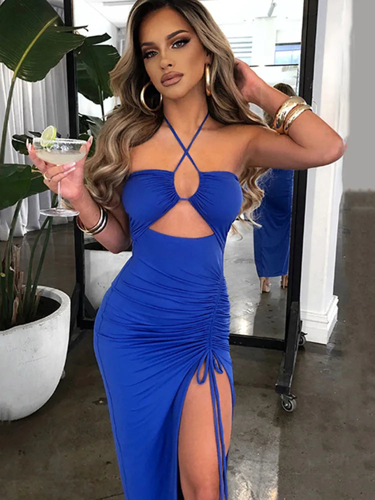 Vestido Longo Drapeado Sensual