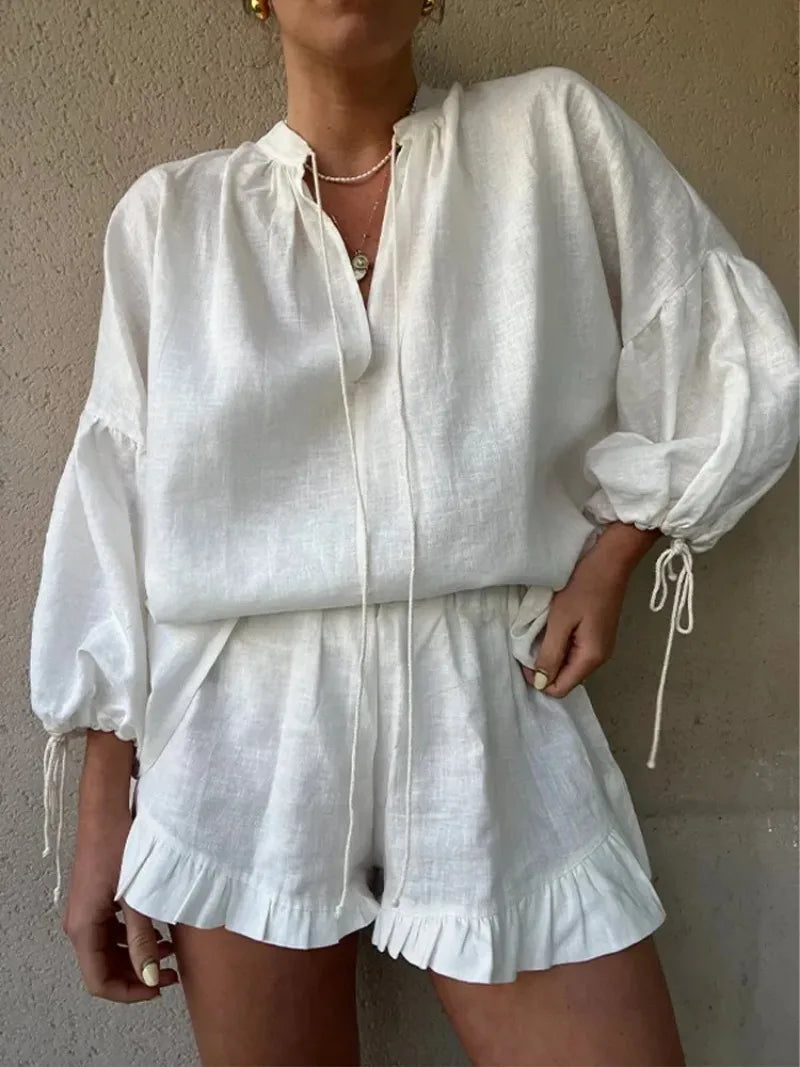 Conjunto Shorts e Blusa Linho