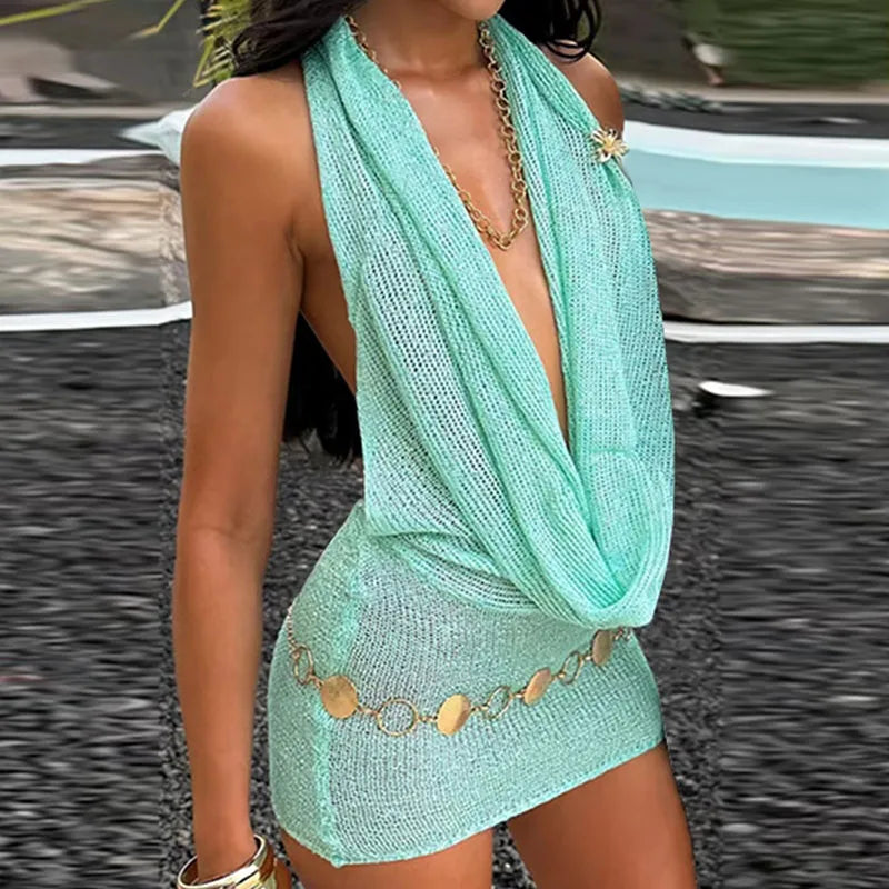 Vestido Metálico Decotado