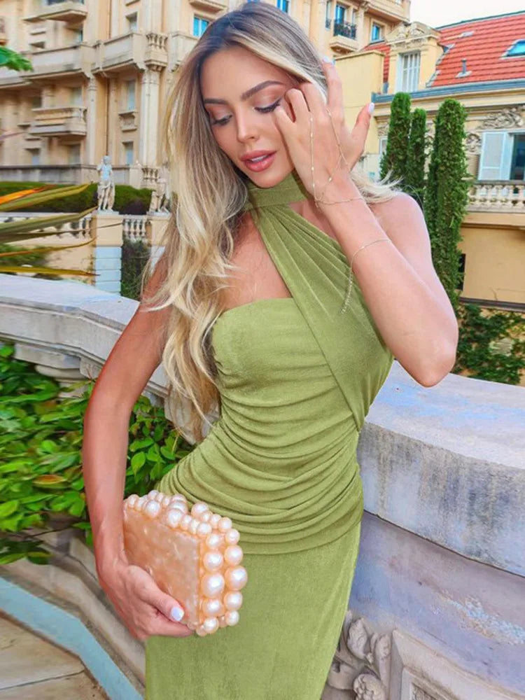 O Vestido Midi Drapeado