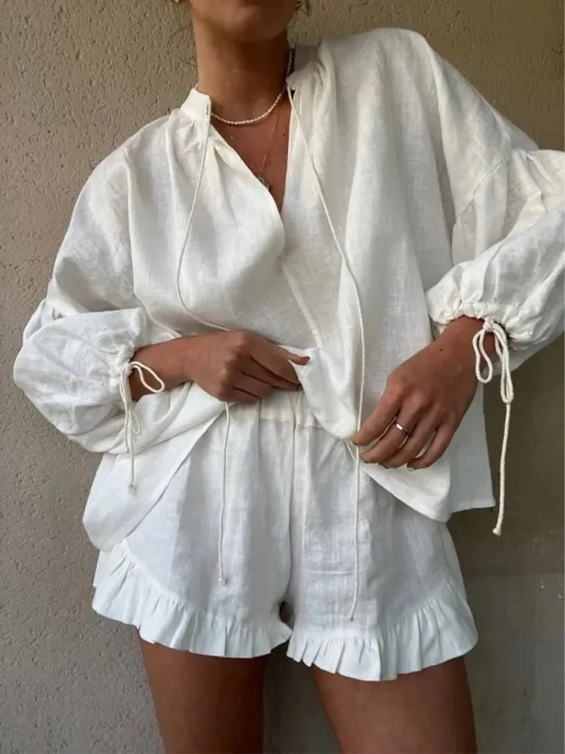 Conjunto Shorts e Blusa Linho