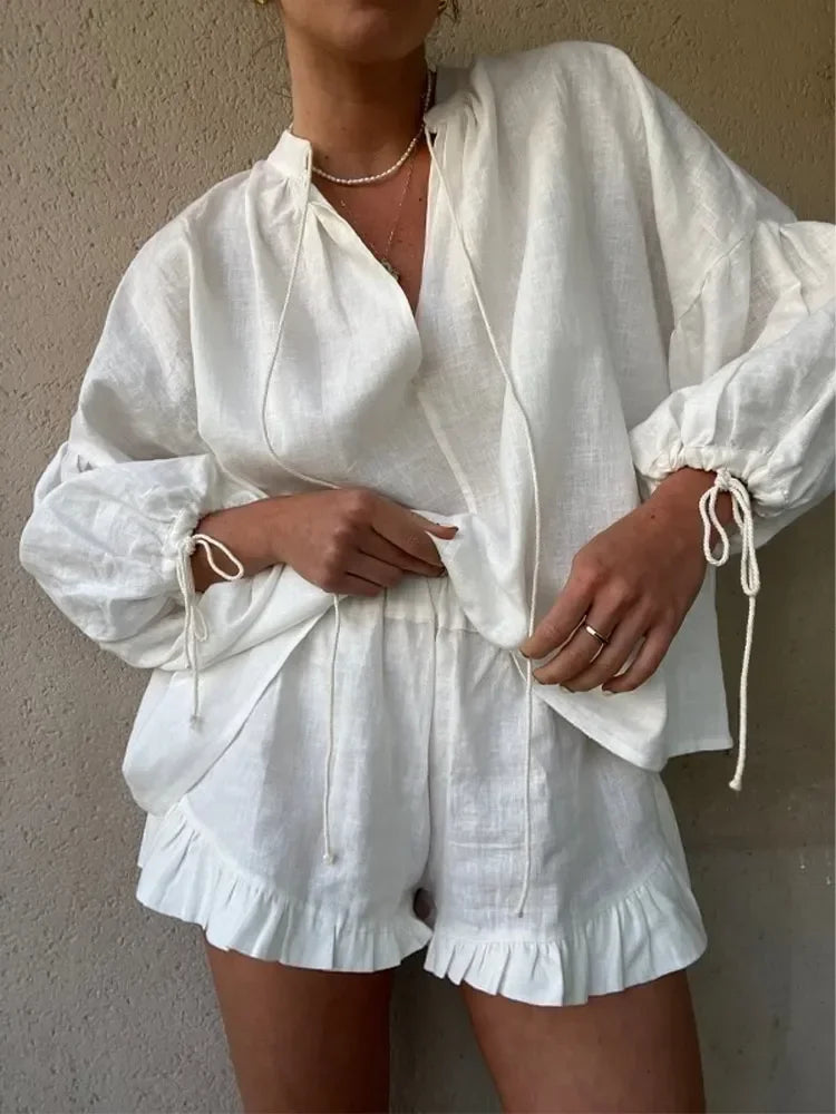 Conjunto Shorts e Blusa Linho